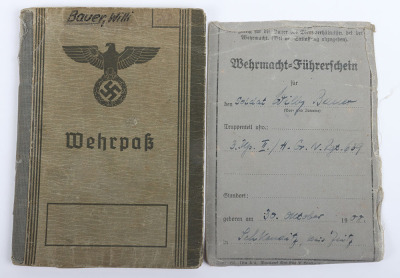 WW2 German Army Wehrpass to Ogefr. W. Bauer, Heeres Gruppe Nord Rgt. 639, KURLAND 1944 - 2