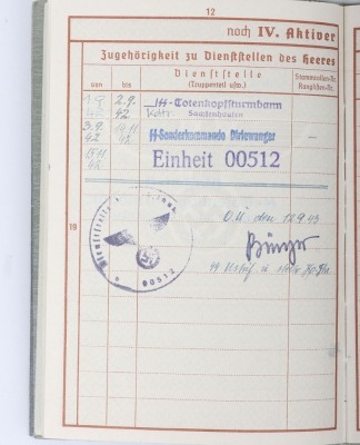 Rare Waffen-SS Wehrpass to Wilhelm Gefromm, SS-Totenkopfsturmbann Saschsenhausen, SS-Sonderkommando Dirlewanger - 9