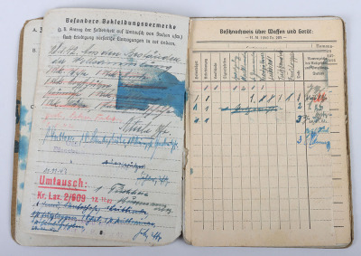 WW2 German Soldbuch to Obergefr. A. Hösch. Pz. Gren. Rgt. 11. MG Kompanie and Drivers Badge in Gold Award Document - 8