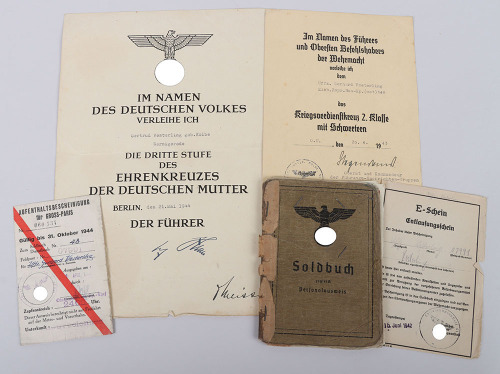 WW2 German Soldbuch Grouping to NCO G. Vesterling, Railway Pioneer Unit