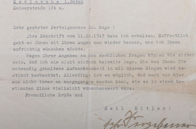 Rare 1942 Letter by SS-Obersturmbannführer Rudolf Brandt (Stab Reichsführer-SS) to Prof. Dr. Ruge 1942 - 4