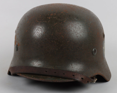 WW2 German SS Field Police Double Decal Steel Combat Helmet - 3