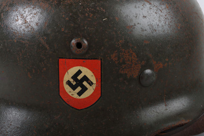 WW2 German SS Field Police Double Decal Steel Combat Helmet - 9
