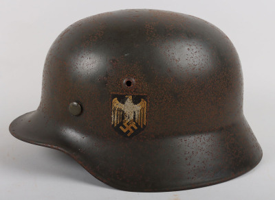 WW2 German Army M-35 Single Decal Steel Combat Helmet - 3