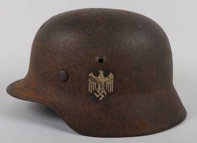 WW2 German Army M-40 Single Decal Steel Combat Helmet - 3