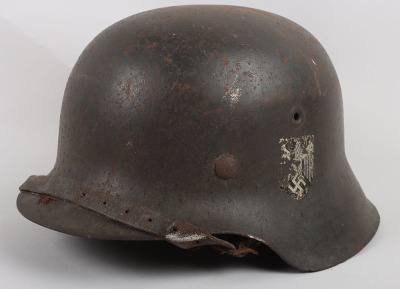 WW2 German Army M-42 Single Decal Steel Combat Helmet - 2