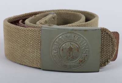 WW2 German Army (Heer) Afrikakorps (D.A.K) Tropical Webbing Belt with Belt Buckle by Schm&ouml;l & Comp., Menden - 2