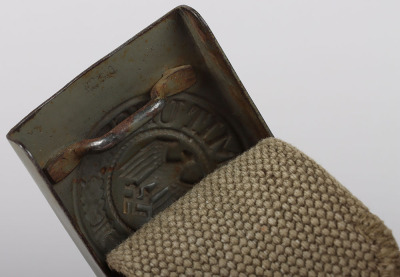 WW2 German Army (Heer) Afrikakorps (D.A.K) Tropical Webbing Belt with Belt Buckle by Schm&ouml;l & Comp., Menden - 5