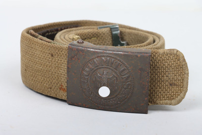 WW2 German Army (Heer) Afrikakorps Tropical Webbing Belt and Buckle