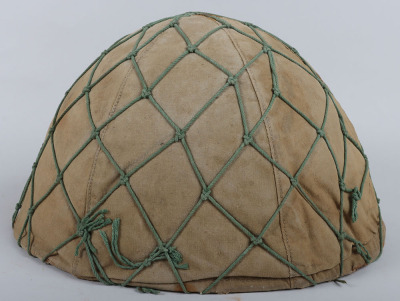 WW2 Imperial Japanese Naval Landing Forces (Marines) Combat Helmet with Cover and Camouflage Net - 5