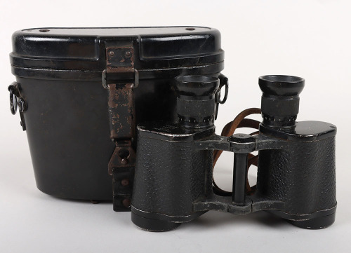 WW2 German Army Binoculars “Dienstglas 6x30” by Optische Werke G. Rodenstock, Munich “ESO” with Black Bakelite Case