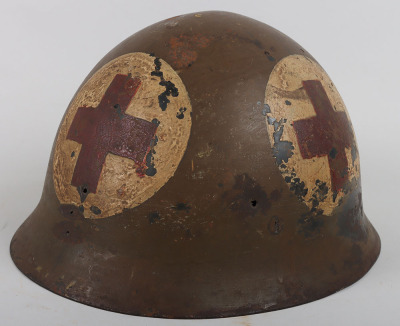 Scarce Japanese Steel Helmet Used by a Medic in Indo China War - 8