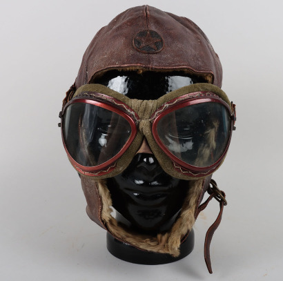 WW2 Japanese Pilots Flying Helmet and Flying Goggles