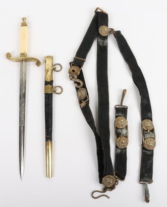 Imperial Russian Tsar Nicholas II Naval Officers Dirk with Hanging Straps and Belt