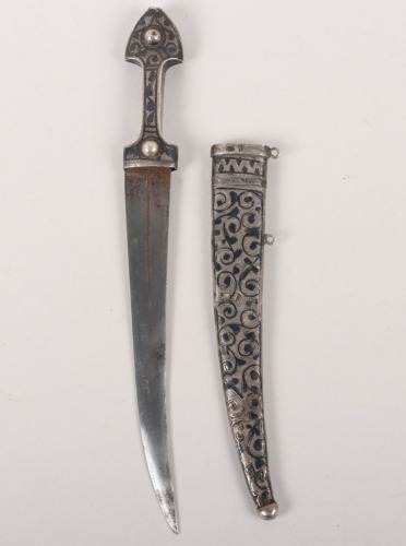 Imperial Russian Hallmarked Silver Niello Miniature Kindjal c.1900
