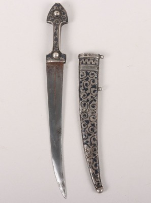 Imperial Russian Hallmarked Silver Niello Miniature Kindjal c.1900