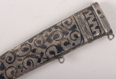 Imperial Russian Hallmarked Silver Niello Miniature Kindjal c.1900 - 2