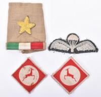 Very Rare WW2 Italian Co-Belligerent F Recce Squadron Army Paratrooper Insignia Grouping