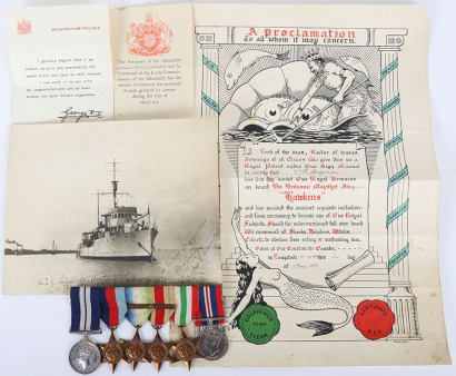 A Good 1942 Battle of the Atlantic Distinguished Service Medal Group of Six for the Destruction of the Italian Submarine Pietro Calvi by H.M.S. Lulworth