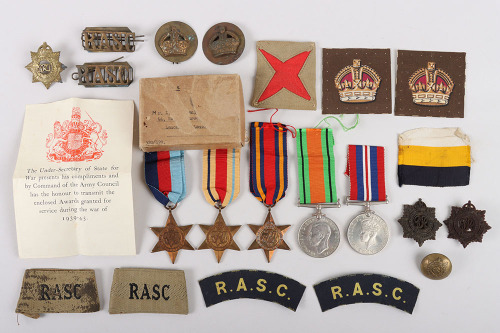 WW2 British Royal Army Service Corps Burma Campaign Medal and Insignia Group