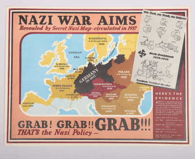 WW2 Period British Propaganda Poster “NAZI WAR AIMS”