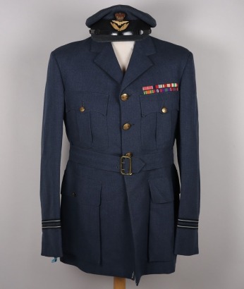 Royal Air Force Officers Service Dress Uniform of Flight Lieutenant Stanley Joseph Bevan B.E.M, Awarded the British Empire Medal for Secret Radar Services