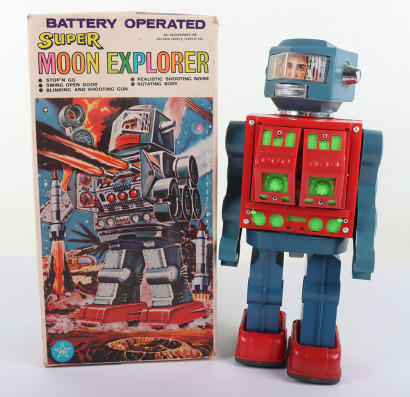 Vintage 1970s HK toys (Hong Kong) Battery operated Super Moon Explorer Plastic Robot