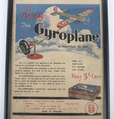 Boxed Wells O London tinplate flying Gyroplane, 1930s - 2