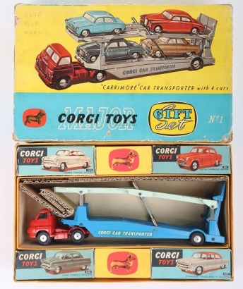 Corgi Major Toys Gift Set No1 “Carrimore Car” Transporter with Four Cars