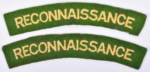 Pair of WW2 Reconnaissance Corps Cloth Shoulder Titles