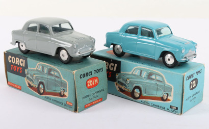 Two Boxed Corgi Toys Austin Cambridge Saloons