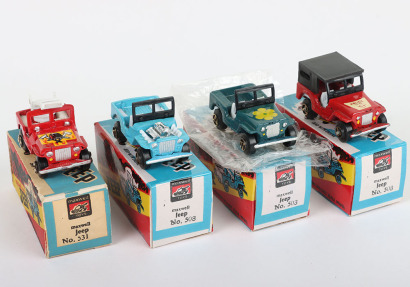 Four Maxwell Toys India Jeeps