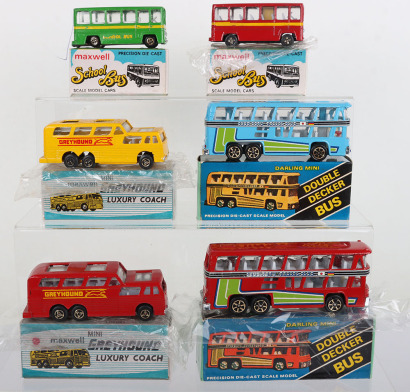 Six Maxwell Toys India Bus and Coach Models