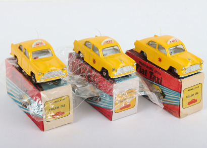 Three Maxwell Toys India Ambassador Yellow Cab