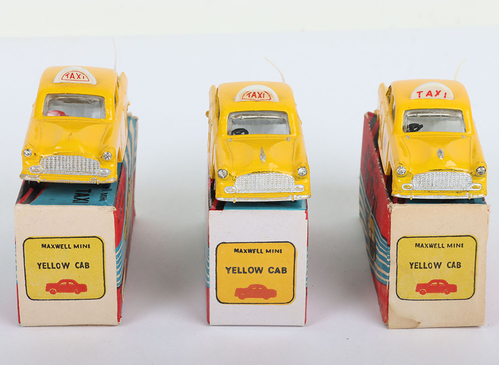 Three Maxwell Toys India Ambassador Yellow Cab
