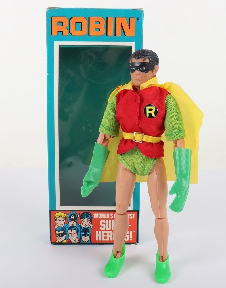 Vintage Mego DC Robin 8 inch Action figure 1976 in original Blue box,