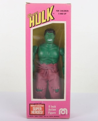 Vintage Mego Marvel Hulk 8 inch Action figure 1976 in original Pink box,