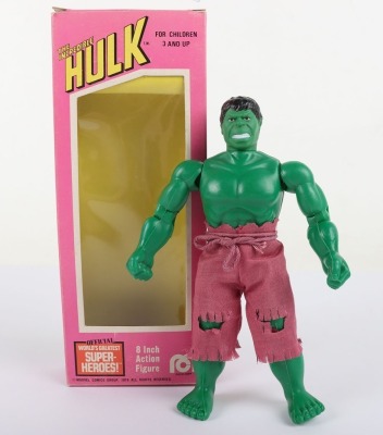 Vintage Mego Marvel Hulk 8 inch Action figure 1976 in original Pink box, - 7