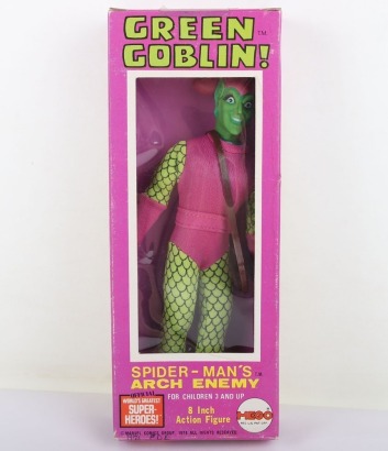 Vintage Mego Marvel Green Goblin 8 inch Action figure 1976 in original purple box,