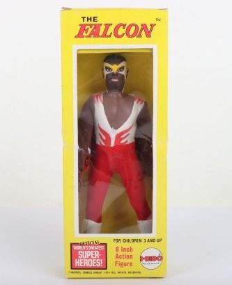 Vintage Mego Marvel The Falcon 8 inch Action figure 1975 in original Yellow box,