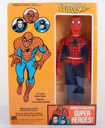 Vintage Mego 12½ inch The Amazing Spider-man Action figure in original Orange box.