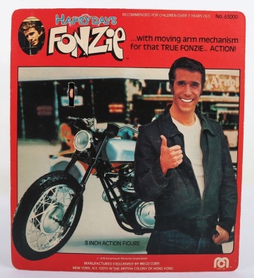 Vintage Mego Fonzie Black Hair Version 1976-77 8 inch Action figure boxed. - 3