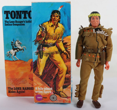 Vintage The Lone Ranger Tonto 8 inch Action figure Doll boxed Marx Toys.