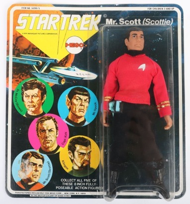 Vintage Original Star Trek Mego Mr. Scott (Scottie) Five face Type 1, 8 inch action figure Boxed item number 51200/5.