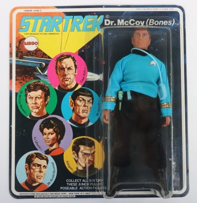 Vintage Original Star Trek Mego Dr. McCoy (Bones) Six face Type 2, 8 inch action figure Boxed item number 51200/3.