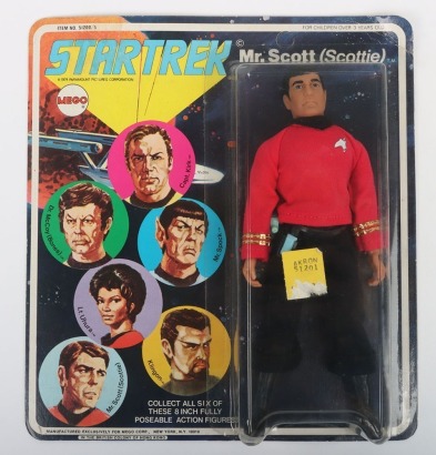 Vintage Original Star Trek Mego Mr. Scott (Scottie) Six face Type 2, 8 inch action figure Boxed item number 51200/5.