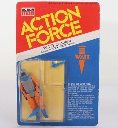 Scarce Vintage Action Force WATT German Version Condore Space Force Security Trooper carded moc Action figure 1983 Palitoy,