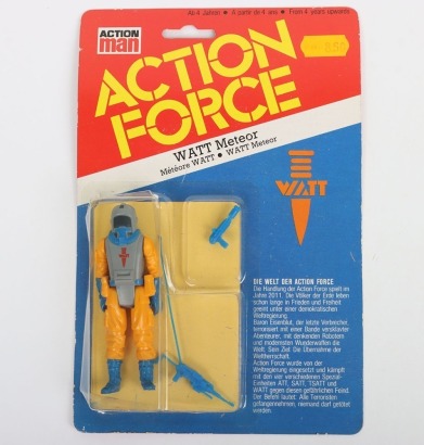 Scarce Vintage Action Force WATT German Version Meteor Space Force Patroller carded moc Action figure 1983 Palitoy,