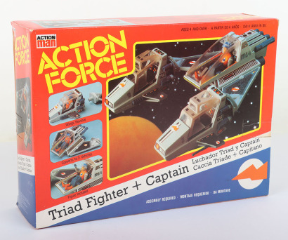 Vintage Action Force Space Force Triad Fighter Vehicle and Captain figure Palitoy Sealed boxed.