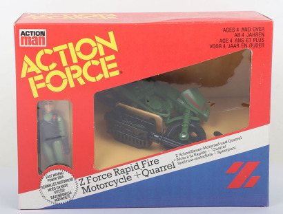 Vintage Action Force Z Force Rapid Fire Motorcycle Vehicle with Quarrel action figure boxed Palitoy.